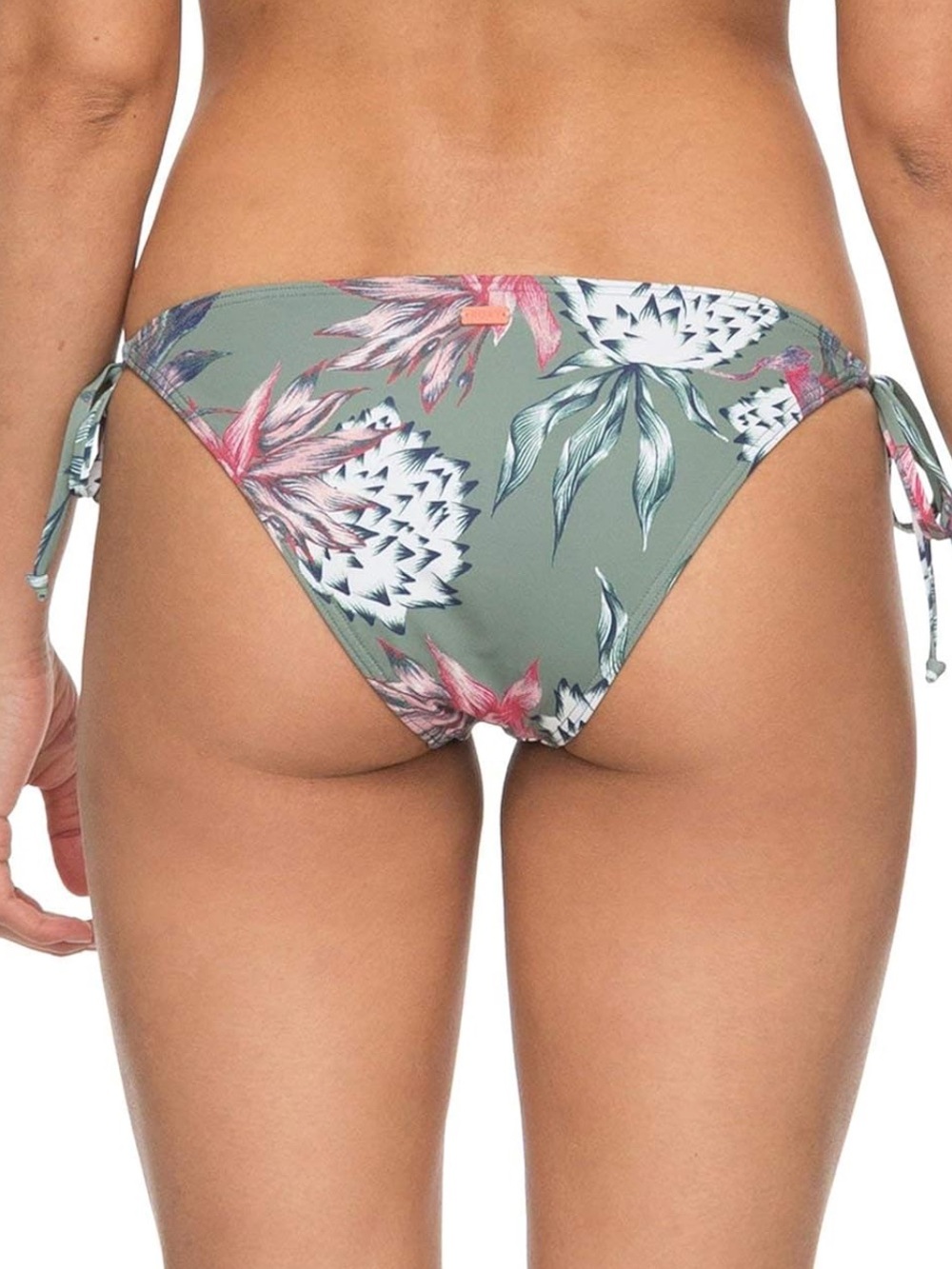 Roxy Olive Floral Tie-Side Bikini Bottom with Pink & Blue Prints sz L - Picture 4 of 8
